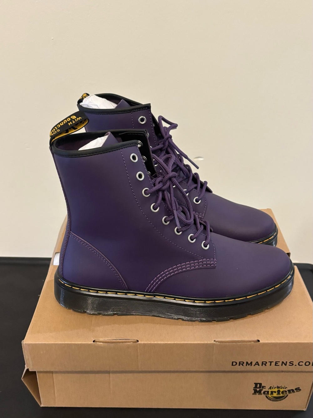 Dr. Martens Purple 8-Eye Lace-Up Boots - Picture 2 of 5
